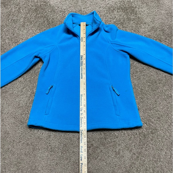 LANDS END PETITE FLEECE FULL ZIP JACKET. SIZE SMALL/PETITE (6-8). BLUE. - Picture 3 of 8